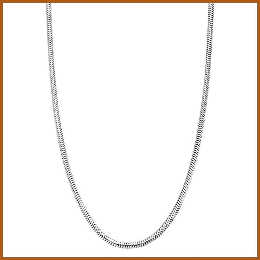 925 Sterling Silver Italian Round Snake Chain Necklace for Women